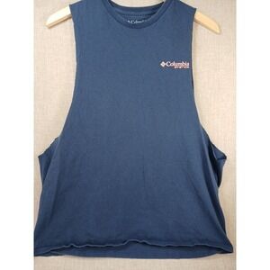 Men's Columbia PFG T-Shirt  Graphic Print Cropped‎ Sleeves Large (80s Look)